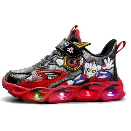 

Engtoy boys girls High Top Basketbal Shoes for Kids Breathable Lightweightspring autumn Cartoon Mesh surface Child Sneakers Running Shoes night Fashion Lamp shoe Little/BigKids