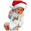 thumbnail image 2 of Staki Baby Christmas Romper Baby Girl Christmas Outfit Toddler Long Sleeve Embroidery Smocked Romper(Wine,9-12 Months), 2 of 3