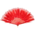 thumbnail image 1 of Unique Bargains Feather Hand Fan Red Vintage Folding Fan, 1 of 7