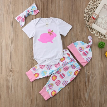 

4pcs Newborn Baby Girl Easter Bunny Clothes Pant Set