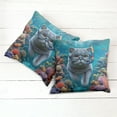 thumbnail image 6 of Ambesonne Nautical Throw Pillow Cover 2 Pack, Diver Cat in the Ocean, 24", Turquoise Multicolor, 6 of 7