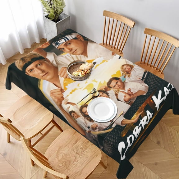 Cobra Kai Tablecloth Chic Table Cloth Novelty Print Table Cover Waterproof for Dinner Kitchen Picnic Party 54x72in