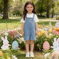 thumbnail image 3 of HAOTAGS Girls Overalls for Toddlers,Denim Jeans Outdoor Casual Wear Adjustable Straps Jumpsuit with Cute Blue 18 Mon hs, 3 of 8