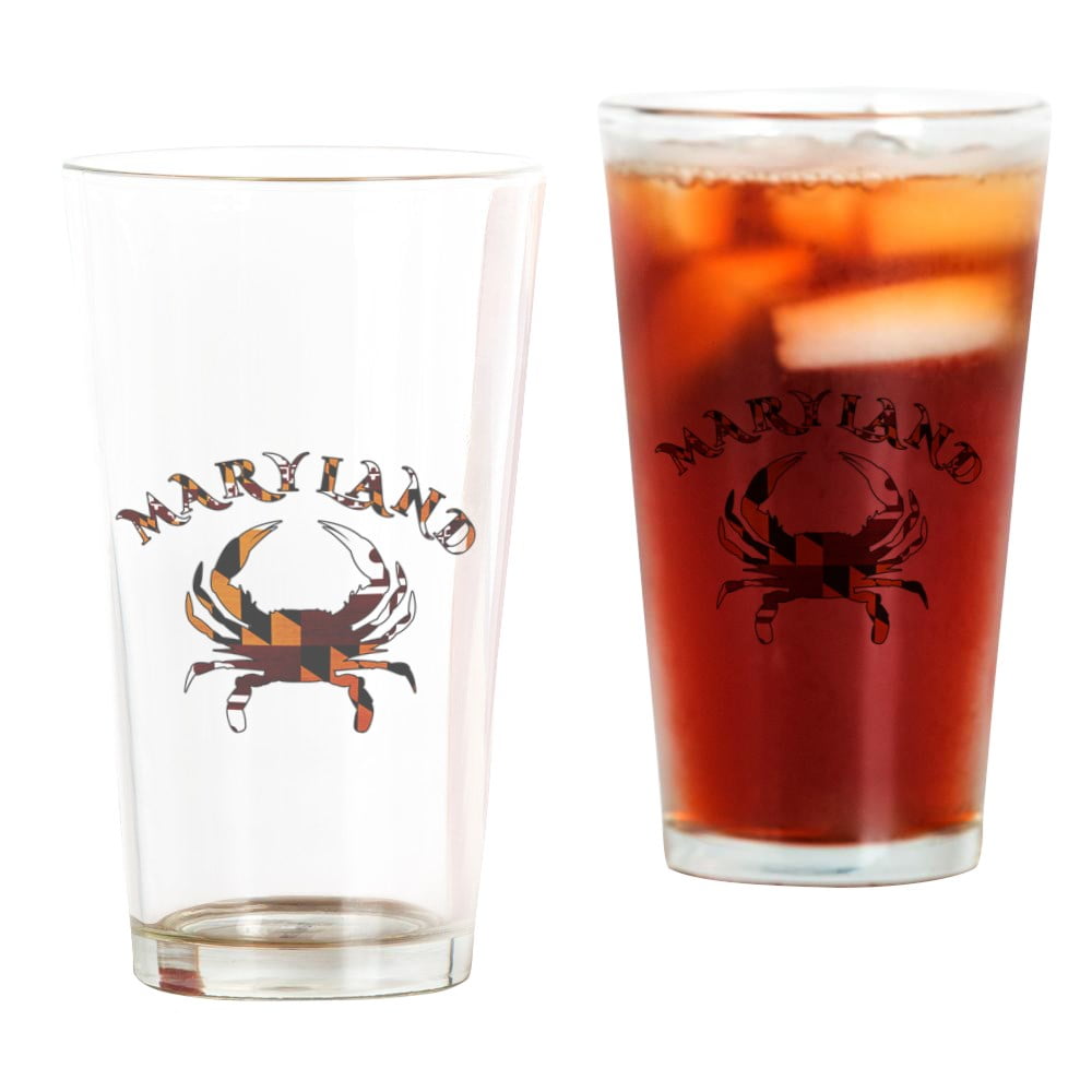 CafePress Maryland Flag Crab Pint Glass, Drinking Glass, 16 oz. CafePress by