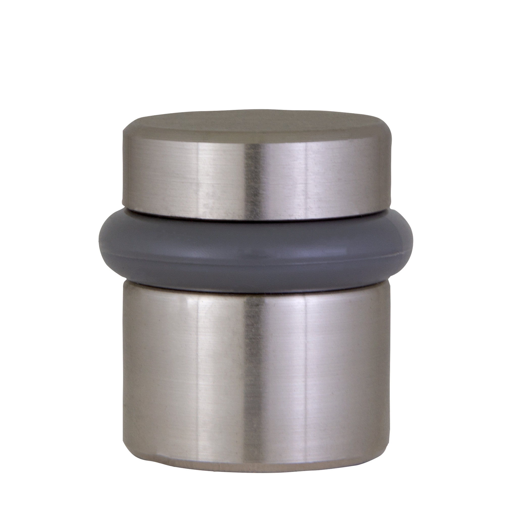 Design House 2-Pack Modern Cylindrical Floor Mounted Door Stops with Rubber Bumper, Satin Nickel