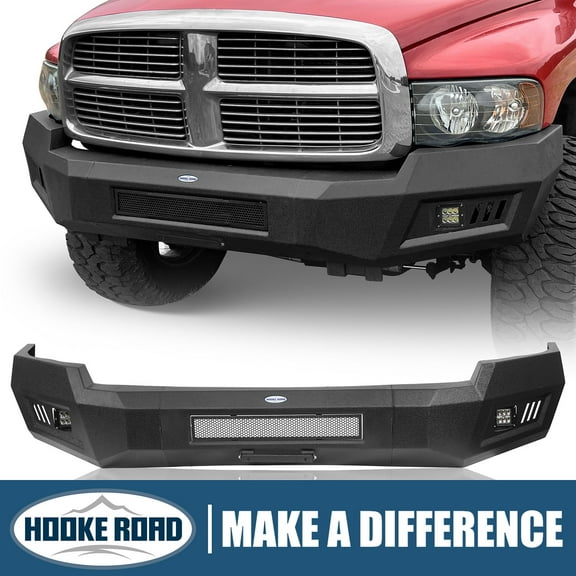 Hooke Road Fit Dodge Ram 2500 2003 2004 2005 Front Bumper Textured Steel  w/ Skid Plate