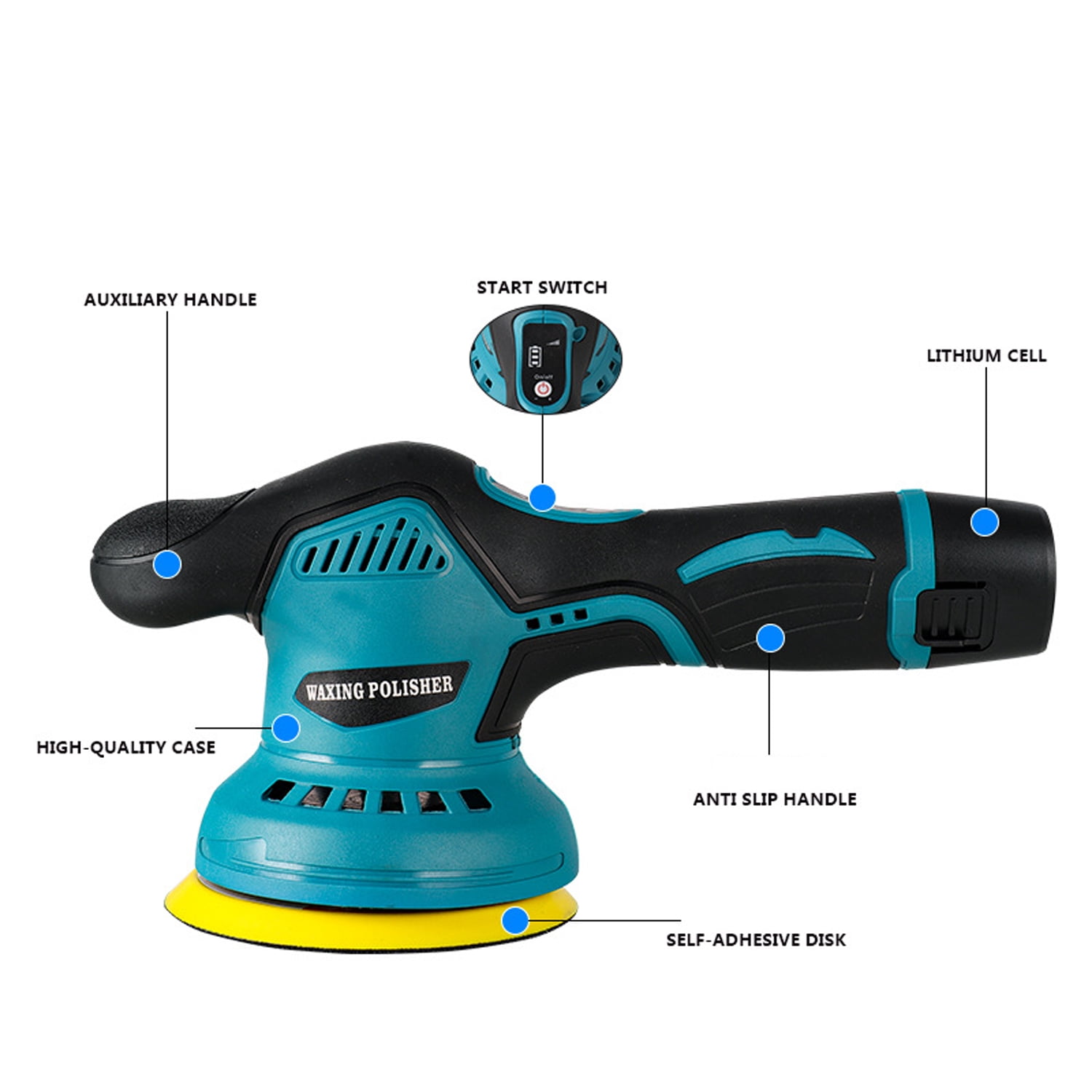 Prociv Cordless Buffer Polisher, 5 Inch Orbital Polisher for Cars, 8 Variable Speed 5500RPM, 2 PC 12V Rechargeable Battery, Wireless Car Waxing Tool for Car Detailing