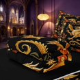 thumbnail image 6 of Manfei Gothic Dragon Animals Zipper Twin Comforter Sets with Fitted Sheet and 2 Pillowcases,Vintage Floral Rose Zipper Bedding Set,Brown Orange,Black Reversible,4pcs, 6 of 8