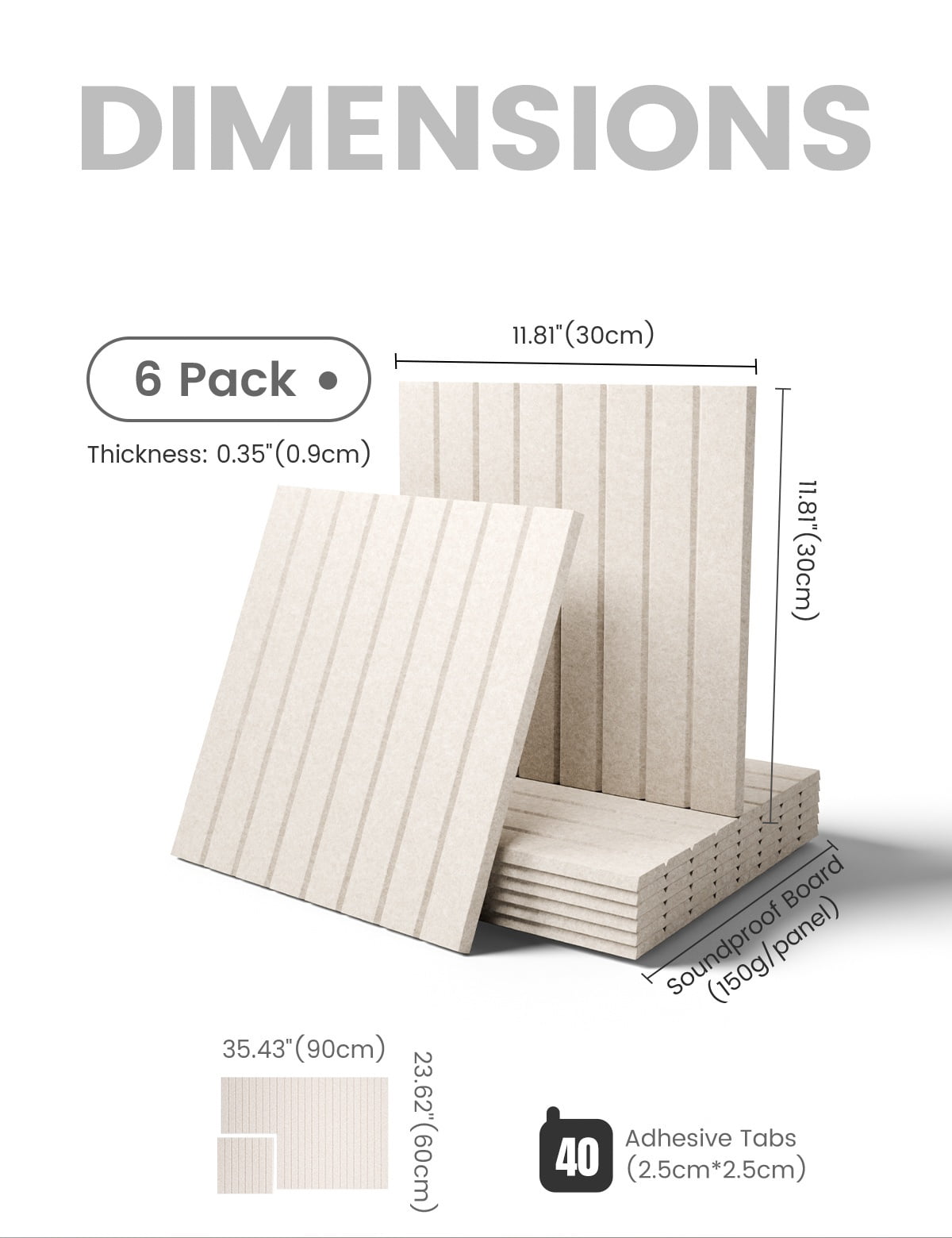 Fluxynara Felt Bulletin Board 36" x 24" Cork Board Alternative-6 Pack with 40 Safe Removable Adhesive Tabs, Cork Boards for Walls Cork Board for Home Office Classroom Pin Board (Oatmeal)