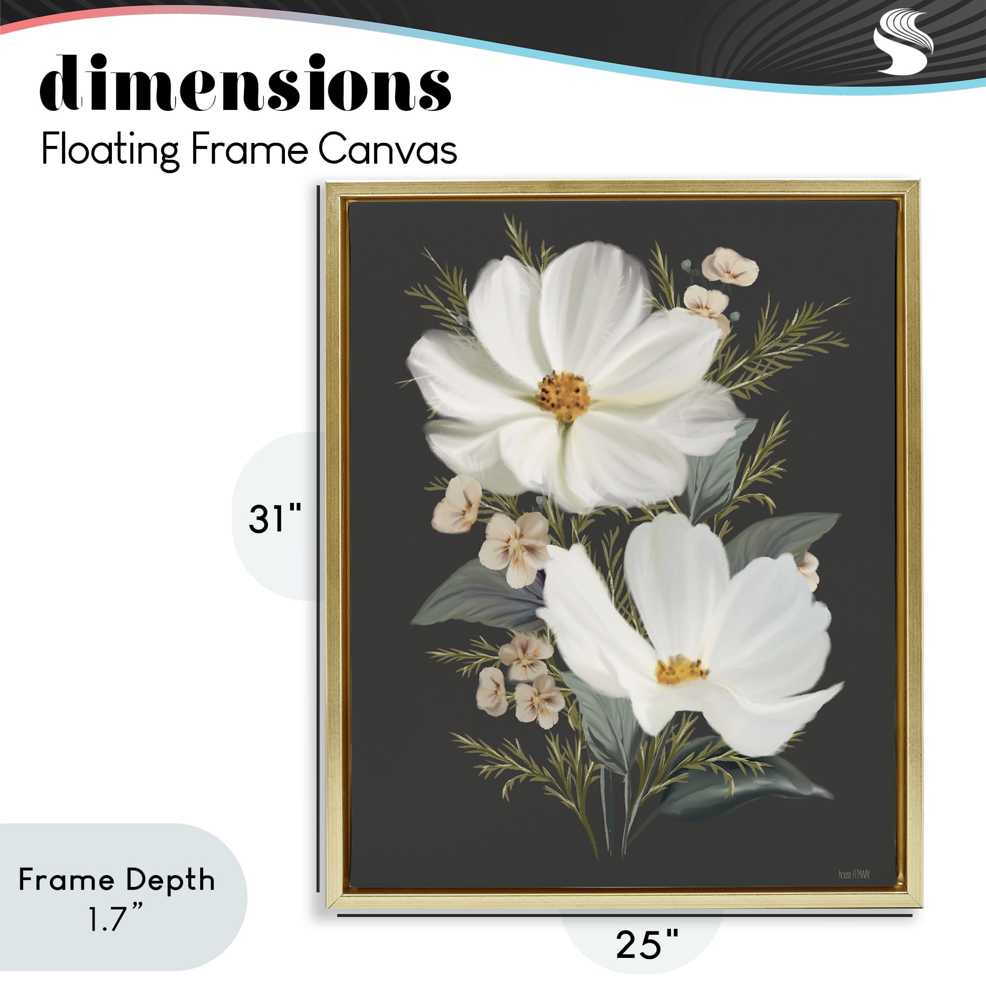 Stupell Industries Old Lace Cosmos Gold Framed Floater Canvas Wall Art, design by House Fenway