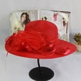 thumbnail image 4 of Organza Church Fascinator Wedding Tea Party Derby Hats for Women Flower Wide Brim Sun Hat, 4 of 4