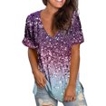 thumbnail image 1 of B91xZ Hauts à Manches Courtes pour Femmes, Coupe Décontractée, Col Rond, Tee-Shirt Ample, Violet L, 1 of 3
