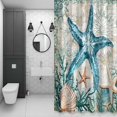 thumbnail image 4 of Retro Starfish Shower Curtain for Bathroom Decor, Ocean Nautical Coral Waterproof Fabric Shower Curtain, 36"x78" Set with 12 Hooks, 4 of 9