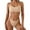 Khaki(New), variant on PNTUTB Fashionable Women's Two Piece Swimsuit Solid Color High Waisted Casual Bikini Set