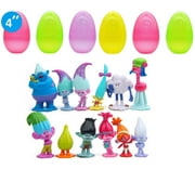 6 Jumbo Easter Egg Party Favors with 12 Pcs Troll Figurines