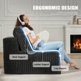 thumbnail image 6 of Single Sofa 1 Seat Couch with Deep Seat Memory Foam Cloud Sofa Chair with Pillows Large Sofa with L Shape for Living Room Bedroom (Strip Grey, Single), 6 of 8
