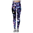 thumbnail image 2 of KDFJPTH Women's Colorful Geometric Print Leggings High Waist Stretchy Yoga Pants Casual Workout Tights Dark Purple L, 2 of 4