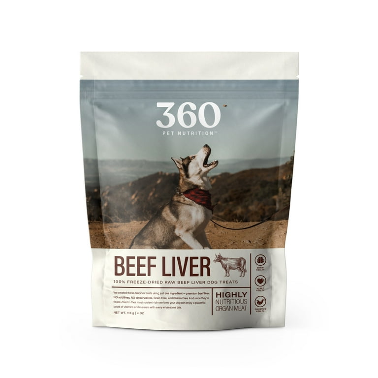 360 Pet Nutrition Freeze Dried Beef Liver Dog Treats, 4 oz photo 1