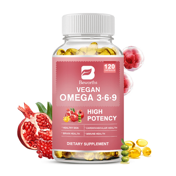Omega 3-6-9 Oil Vegan Capsules, 5 In 1 Plant-based Omega 3 6 9 Essential Fatty Acids (EFA) - By BEWORTHS