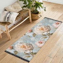 Yayeee Runner Rug for Bedroom 2'x6' Machine Washable Hallway Non Slip Mat, Whimsical Rose
