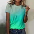 thumbnail image 1 of UANWENN Débardeurs d'Été Dégradés à Col Rond pour Femmes, Manches Courtes, T-Shirts d'Entraînement Décontractés, T-Shirts Amples à Manches Longues pour Femmes, 1 of 3