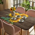 thumbnail image 3 of Sunflower Table Cloths for 5 Foot Rectangle Tables, Yellow Summer Botanical Butterfly Wooden Vintage Patio Waterproof Elastic Fitted Tablecloths, Washable Rectangular Table Cover for Camping, 3 of 8
