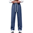 thumbnail image 5 of Sweatpants Jeans for Women Wide Leg High Waisted Baggy Pants Straight Leg Denim Pants Stretchy Trousers with Pockets Perfect for Gym Sessions Coffee Runs Red XXL, 5 of 7