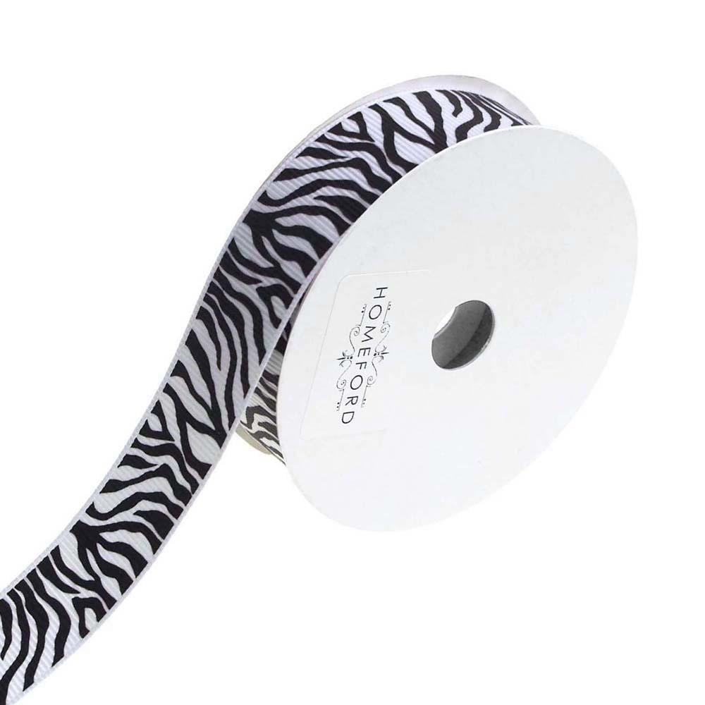 Zebra White Grosgrain Ribbon, 7/8Inch, 4Yard, Black