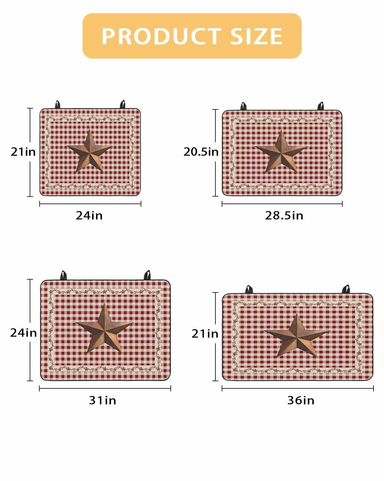 Large Induction Cooktop Protector Mat Brown Western Texas Star Vintage Stove Top Covers for Electric Stove, Rustic Farmhouse Red Plaid Decorative Stove Burner Cover Mats, Glass Top Stove Cover