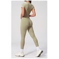 thumbnail image 5 of PISONIC Two Piece Workout Sets for Women Color Block Short Sleeve Tee and High Waist Leggings Gym Yoga Active Wear Outfits, 5 of 7