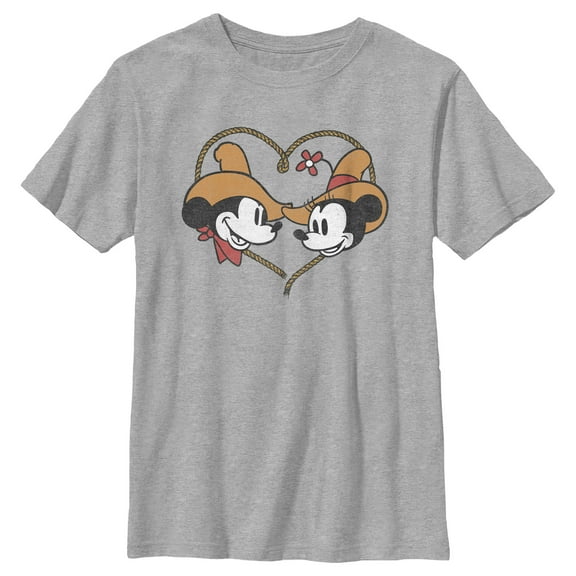 Boy's Mickey & Friends Rodeo Couple  Graphic Tee Athletic Heather Small