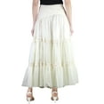 thumbnail image 4 of Artyska Women's Boho High Waist A Line Flowy Swing Layered Lace Yoke Maxi Skirt, 4 of 6