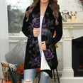 thumbnail image 2 of Kilaqueen Oversized Cardigans for Women Halloween Pumpkin Bat Print Casual Long Sleeve Open Front Knitted Sweater Cardigans Halloween Costumes, 2 of 7