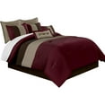 thumbnail image 5 of Chezmoi Collection Luxury Pleated Striped Comforter Set, Queen, Burgundy/Brown/Coffee, 8-Piece, 5 of 7