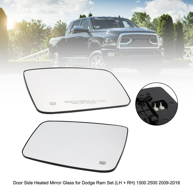 Door Side Heated Mirror Glass for Dodge Ram Set (LH + RH) 1500 2500 2009-2018