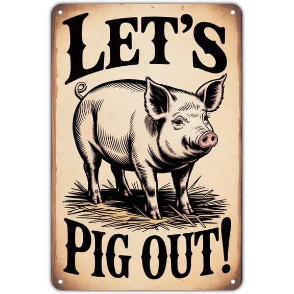 Funny Pig Metal Tin Sign Vintage Farm Animal Wall Decor for Garden Yard Bar Porch Home Bedroom Kitchen 8 x 12 Inch