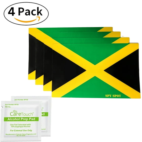 Spy Spot Set of 4 Jamaica Flag Vinyl Sticker 4" x 2.5" Decals UV Resistant Weatherproof Professional Laminate