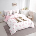 thumbnail image 2 of Erosebridal Chic Leopard Pattern 7-Piece Twin Bedding Sets,Brown Alphabet R Bedding Comforter Set For Bowknot Girls,Reversible, 2 of 7