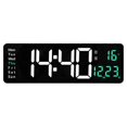 thumbnail image 1 of Reloj de pared digital LED grande montado en la pared, temperatura, fecha, semana, visualización, apagado, memoria, reloj de mesa con control remoto para el hogar, verde, 1 of 5