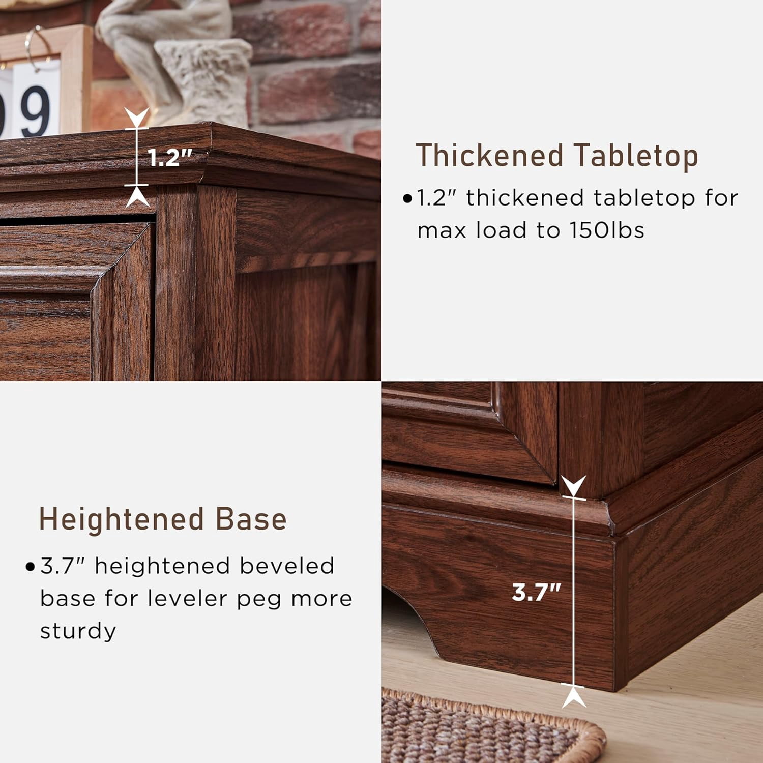 ACCOHOHO 6 Drawer Dresser for Bedroom, Farmhouse 46" High Wooden Country Style Drawer Chest, Wide Metal Handle Pull-out Storage Cabinet, Brown