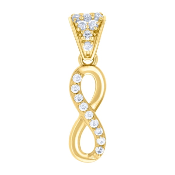 10k Yellow Gold Womens Cubic Zirconia Infinity Charm Pendant Necklace 5.3x21.8mm Wide Pendant for Women