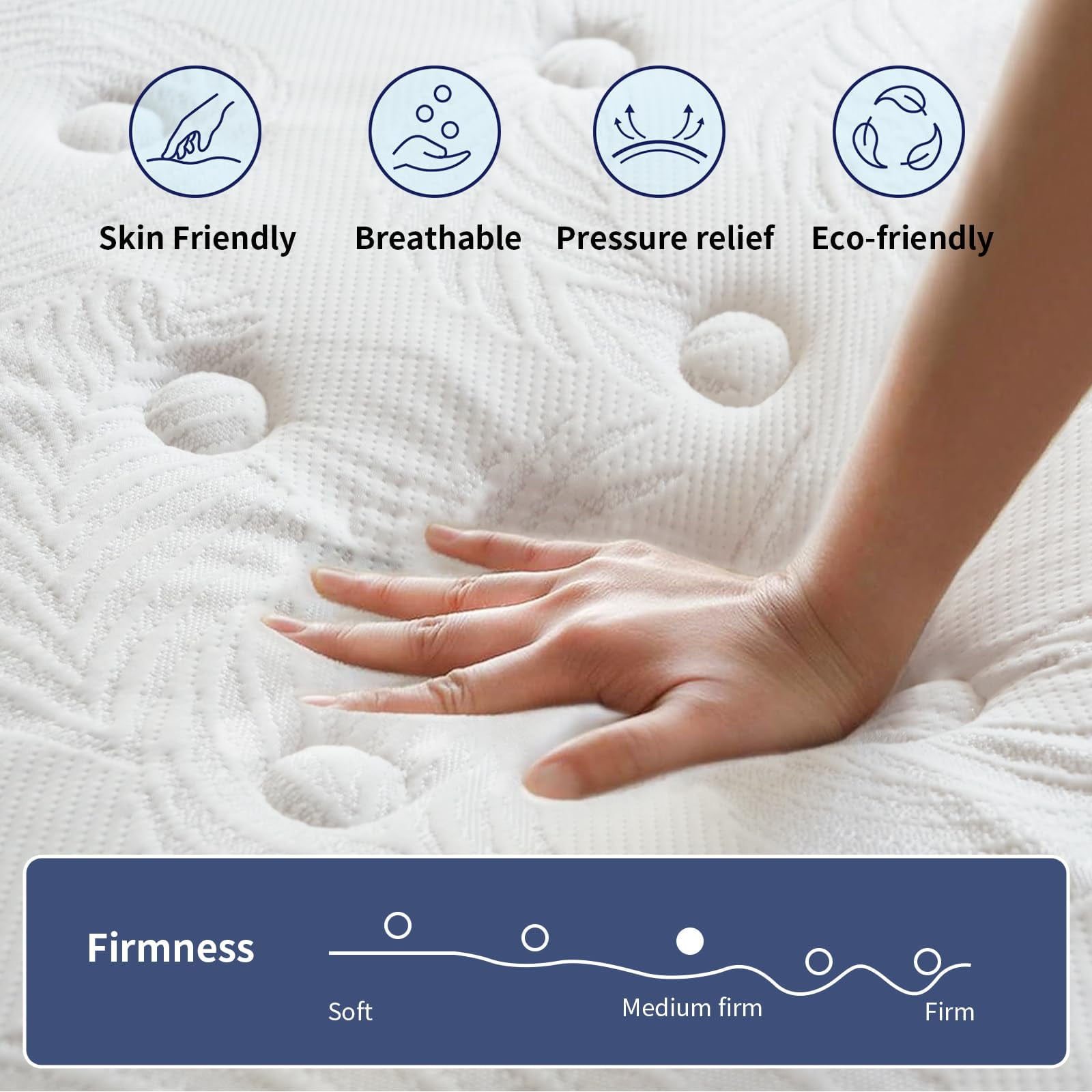 JYYA88BB 14-inch Full Hybrid Mattress, Memory Foam & Pocket Springs, Medium Firm