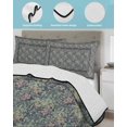 thumbnail image 3 of Quilts Queen Size Bedding Set, Blue Boho Reversible Summer Quilt 3 Pieces, Vintage Ethnic Tribe Abstract Art Floral Lightweight Bedspreads Coverlets with 2 Pillow Shams for All Seasons, 3 of 5
