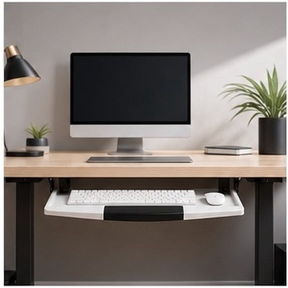 SWETRACE Ergonomic Keyboard Tray Under Desk Sliding Plastic Shelf for Office Desk Accessories