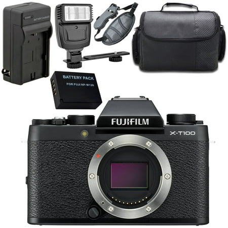 Camera Unit (Fujifilm X-T100 Mirrorless Digital Camera (Black) 16582177 + Carrying Case + Universal Slave Flash unit + Hand Strap)