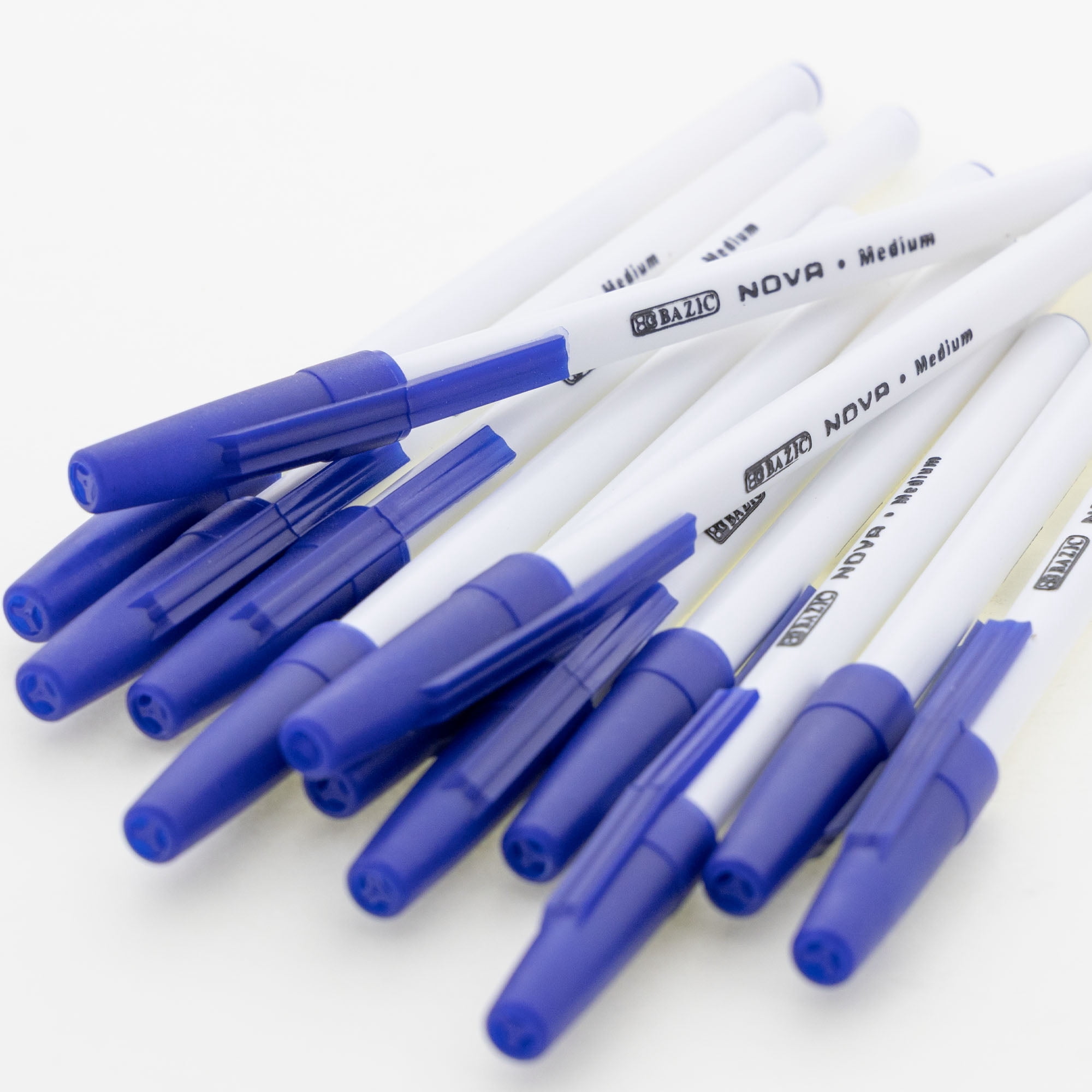 BAZIC Ballpoint Nova Blue Color Stick Pens, 1.0 mm, (12/Pack), 1-Pack
