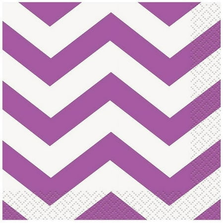 Chevron Paper Cocktail Napkins, 5.5 in, Purple, 16ct