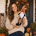 thumbnail image 4 of 18 Inch Halloween Gnome Plush with Dangling Legs, Sitting Elf Dwarf Figurines Dolls with Pumpkin Witch Hat, Autumn Shelf Sitters Gifts for Holiday Harvest Kitchen Table Decor (2PCS, A & B), 4 of 9