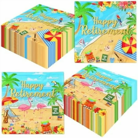 Tropical Retirement Party Decorations,40pcs retirement Decorations Napkins,aloha Retirement Party Napkins for Summer Beach Retirement Party Decorations