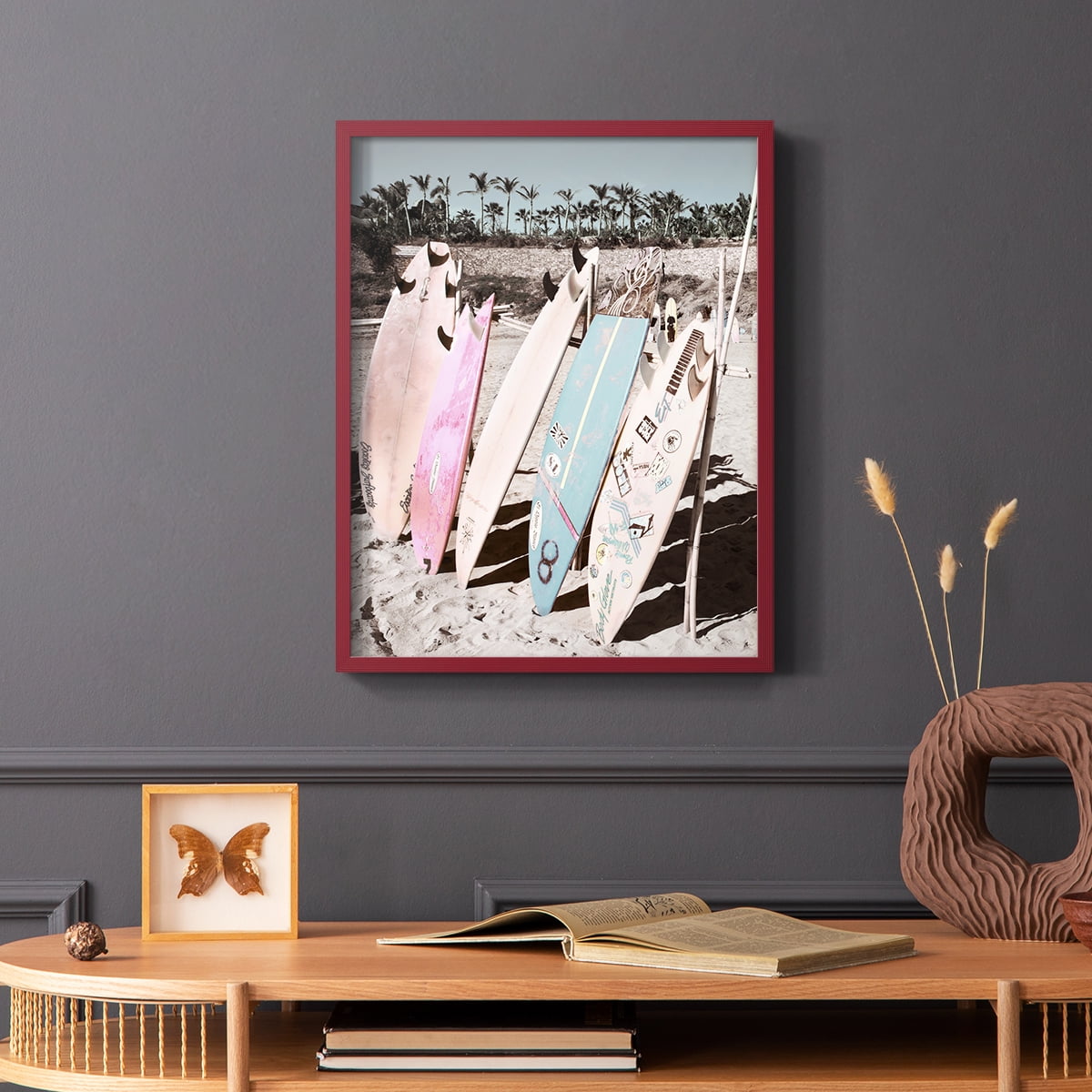 Wave Ready Framed Print in Red Solid Wood 11 x 14 Framed Print